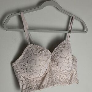 Aerie Floral Lace Bralette in Light Pink